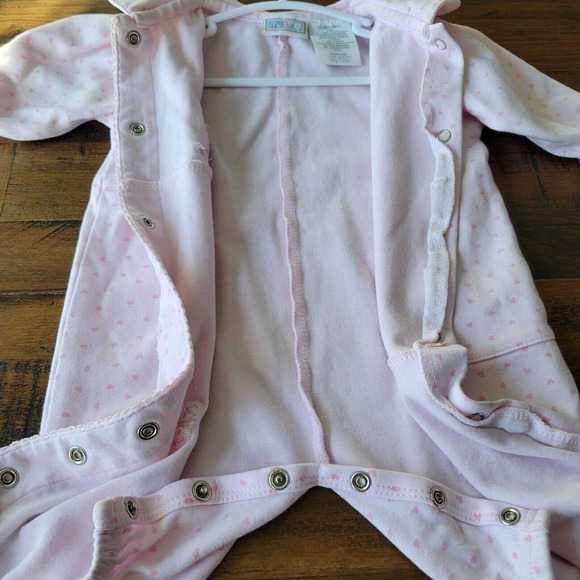 McBaby Vintage Light Pink W/ Hearts & Animals Collared Sleep Sack Button Up - Picture 7 of 11